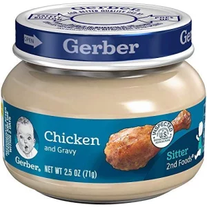 Gerber Mealtime For Baby 2Nd Foods Baby Food Jar, Chicken & Gravy, Non-Gmo Pureed Baby Food With Essential Nutrients, 2.5-Ounce Glass Jar (Pack Of 20