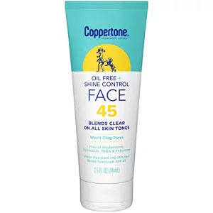 Coppertone Oil Free & Shine Control Spf 45 Face Sunscreen Lotion, Oil Free Face Sunscreen, 2.5 Fl. Oz.