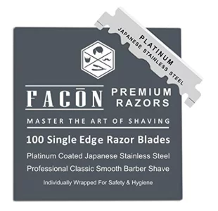 100 Fac n Platinum Japanese Stainless Steel Single Edge Razor Blades for Professional Barber Straight Razor - 200+ Shaves