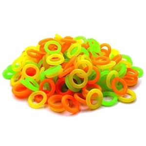 Zxuezheng 150 Pack Elasticity Silicone Soft Stitch Ring Markers For Knitting Crochet Etc, (Small Size For Needle Sizes 0-8, Orange, Yellow, Green)