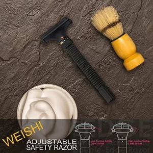 Weishi Butterfly Open Double Edge Safety Razor Nostalgic Adjustable Matte Black