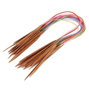 18Pcs Bamboo Knitting Needle Set Color Carbonized Double Pointed Bamboo Circular Knitting Needle For Knitting Process(100Cm)