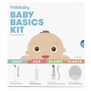 Frida Baby Baby Basics Kit|Includes Nosefrida, Nailfrida, Windi, Dermafrida + Silicone Carry Case