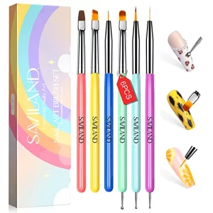 Saviland 6Pcs Nail Art Brushes Set Multifunctional Nail Brushes For Nail Art Nail Design Brush Gel Nail Brush For Nail Extension Nail Art Liner B