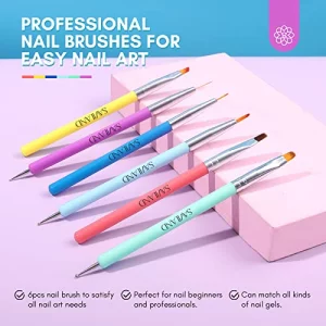 Saviland 6Pcs Nail Art Brushes Set Multifunctional Nail Brushes For Nail Art Nail Design Brush Gel Nail Brush For Nail Extension Nail Art Liner B