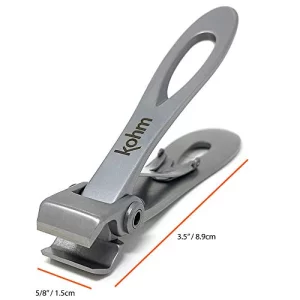 Kohm Nail Clippers For Thick Nails - Heavy Duty, Wide Mouth Professional Fingernail And Toenail Clippers For Men, Women & Seniors, Silver