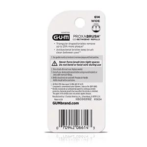 GUM Proxabrush Go-Betweens Refills - Wide - Compatible with GUM Permanent Handle - Reusable Interdental Brushes - Soft Bristled Dental Picks, 8 Count