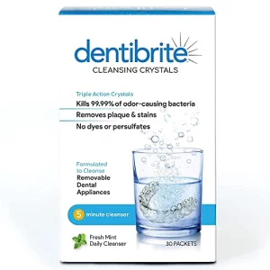Dentibrite Crystals Cleaner For Removable Dental Appliances - Invisalign Aligners, Retainers, Guards, Dentures, Trays/Aligners - Odor Remover - No Pe