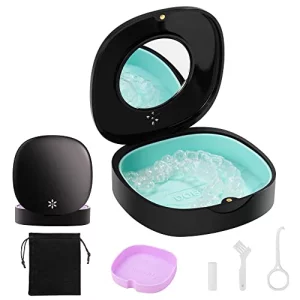 Doboli Retainer Case,Retainer Case With Vent Holes And Mirror,Compatible With Invisalign,Night Guard And Mouth Guard Case,With A Storage Bag,Slim Ali