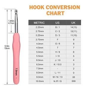Bcmrun Crochet Hooks Set,14 Pcs 2.25Mm(B)-10Mm(N) Ergonomic Soft Grip Handles,Smooth Knitting Needles Kit With Bag For Arthritic Hands,Extra Long