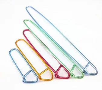 Yueton 5Pcs Colorful Aluminum Yarn Stitch Holder Crochet Hooks Knitting Needle Stitch Holders