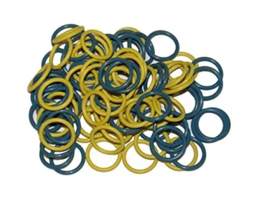 (100 Pack) Soft Stitch Ring Markers, Blue & Yellow (Medium Size For Needle Sizes 9-15, Includes 2 Colors, For Knitting/Crochet/Etc)