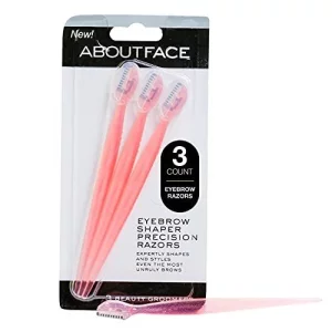 About Face Facial Razor & Eyebrow Shaper (3 Ct) - Removes Peach Fuzz On Cheeks, Chin, Or Forehead & Delicately Shapes Eyebrows