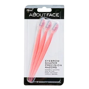 About Face Facial Razor & Eyebrow Shaper (3 Ct) - Removes Peach Fuzz On Cheeks, Chin, Or Forehead & Delicately Shapes Eyebrows