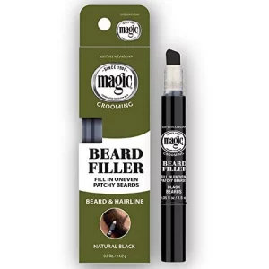 Softsheen-Carson Magic Grooming Beard Filler Pencil Brush For Men, Waterproof, Fill In Patchy Beard & Cover Greys, Natural Black Shade, Black, 0.05 F