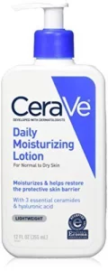 Cerave Daily Moisturizing Lotion | 12 Ounce | Face & Body Lotion For Dry Skin With Hyaluronic Acid | Fragrance Free, 12 Fl Oz