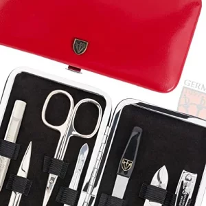 3 Swords Germany - brand quality 7 piece manicure pedicure grooming kit set for professional finger & toe nail care scissors clipper fashion leather
