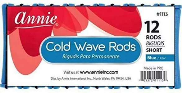 Annie Short Cold Wave Rods With Rubber Band For Hair Curling And Perm Styling - Blue - Set Of 3 Packs Of 12 (36 Pieces)