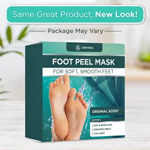 Dermora Foot Peel Mask - 4 Pack Of Regular Size Skin Exfoliating Foot Masks For Dry, Cracked Feet, Callus, Dead Skin Remover For Baby Soft Feet, Orig