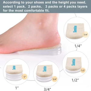 Sumifun Heel Lift, 4-Layer 1 Inch Gel Shoe Lifts For Women Uneven Legs, Adjustable Orthopedic Heel Lifts For Heel Pain And Leg Length Discrepancy, He