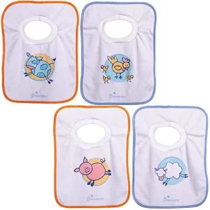 Dreambaby Terry Cloth Cotton Pullover Baby Bibs for Teething Feeding and Drooling - Super Absorbent & Extra Soft - Machine Washable - Farm Animals
