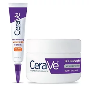 Cerave Vitamin C Serum And Night Cream Skin Care Set | Brightening Serum With 10% Pure Vitamin C And Night Moisturizer With Peptides| Hyaluronic Acid