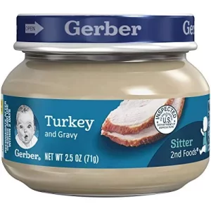 Gerber Mealtime for Baby 2nd Foods Baby Food Gravy Jars, Turkey & Gravy, Non-GMO Pureed Baby Food with Protein & Zinc, 2.5-Ounce Glass Jars (Pack of