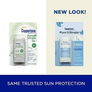 Coppertone Pure And Simple Zinc Oxide Mineral Sunscreen Stick Spf 50, Face Sunscreen Stick, Water Resistant, Broad Spectrum Spf 50 Sunscreen For Sens