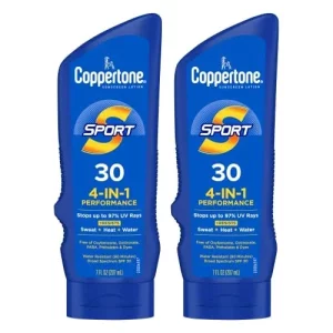Coppertone Sport Sunscreen Spf 30, Water Resistant Sunscreen Lotion, Broad Spectrum Spf 30 Sunscreen, Bulk Sunscreen Pack, 7 Fl Oz Bottle, Pack Of 2
