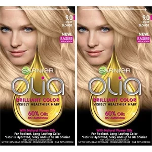 Garnier Hair Color Olia Ammonia-Free Brilliant Color Oil-Rich Permanent Hair Dye, 9.0 Light Blonde, 2 Count (Packaging May Vary)