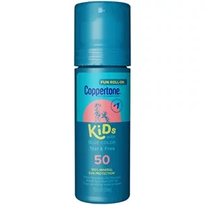 Coppertone Kids Roll-On Sunscreen With Blue Color, Zinc Oxide Sunscreen Lotion, Kids Tear Free Sunscreen, 2.5 Fl Oz Bottle