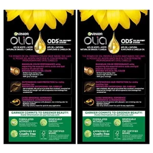 Garnier Hair Color Olia Ammonia-Free Brilliant Color Oil-Rich Permanent Hair Dye, 1.0 Black, 2 Count (Packaging May Vary)