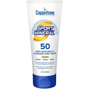 Coppertone Sport Sunscreen Lotion Spf 50, Zinc Oxide Mineral Sunscreen, Water Resistant Body Sunscreen Spf 50, 5 Fl Oz Tube
