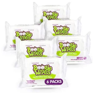 Baby Wipes Unscented By Boogie Wipes, Wet Wipes For Face, Hand, Body & Nose, Made With Vitamin E, Aloe, Chamomile And Natural Saline, 180 Count-30 Co