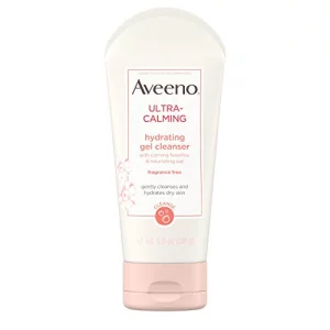 Aveeno Ultra-Calming Hydrating Gel Facial Cleanser With Calming Feverfew & Nourishing Oat, Hypoallergenic, Fragrance-Free & Non-Comedogenic, Unscente