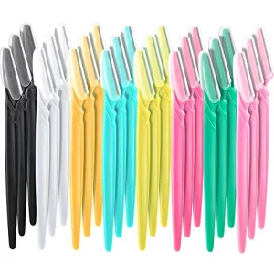 Boao 24 Pieces Eyebrow Razor Facial Razor Shaper Trimmer With Precision Cover (Multicolor A)