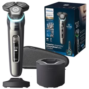 Philips Norelco 9800 Rechargeable Wet & Dry Electric Shaver With Quick Clean, Travel Case, Pop Up Trimmer, Charging Stand, S9987/85