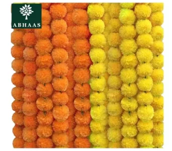 ABHAAS 10 Pcs Indian Handmade Artificial Marigold Garland Flowers for Decoration Long for Door Decoration Toran Genda Phool for Wedding/Festivals|4.2
