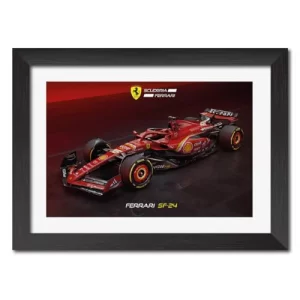 TenorArts Scuderia Ferrari SF24 F1 Racing Car 2024 edition Formula One Poster Framed Painting With Black Wooden Textures Wall Paintings/Hangings (12i