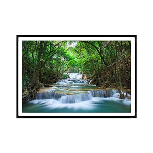 Treemaison Waterfall Painting - Vastu Remedy, Painting WaterfallScene/ Vastu Waterfall Scenery With Frame -(Black), 13x19.5