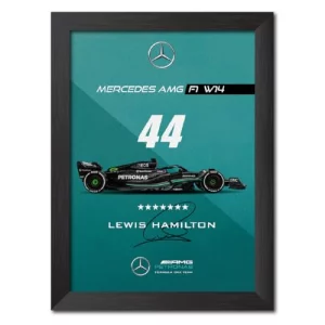 TenorArts Lewis Hamilton Poster Frame Mercedes W14 F1 Racing Car Formula One Photo Framed Painting with Matt Finish Black Texture (12 inches x 9inche