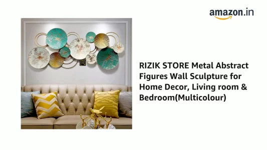 RIZIK STORE Metal Abstract Figures Wall Sculpture For Home Decor, Living Room & Bedroom(Multicolour), 139 Centimeters