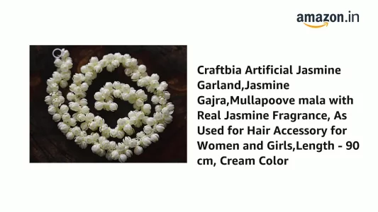 Craftbia Artificial Jasmine Garland,Jasmine Gajra,Mullapoove mala with Real Jasmine Fragrance, As Used for Hair Accessory for Women and Girls,Length