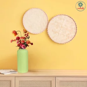 oodlesfly Ribbed Pipe Ceramic Vase Big Size Parrot Color | Artificial Flower Vase, Pampas Grass Vase, | Boho Home Decor, Interior Decoration Items, D