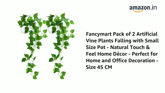 fancymart Plastic Pack Of 2 Artificial Vine Plants Falling With Small Size Pot-Natural Touch&Feel Home D cor-Perfect For Home And Office Decoration-S