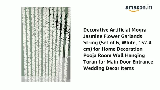 Well Art Gallery Decorative Artificial Mogra Jasmine Flower Garlands String (Set Of 6, White, 152.4 Cm) For Home Decoration Pooja Room Wall Hanging T