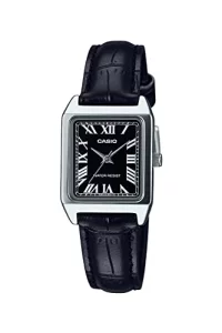 Casio LTP-V007L-1B Womens Rectangular Leather Strap Roman Black Dial Dress Watch