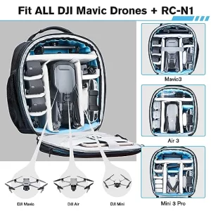 Lykus M1 Travel Backpack Case for DJI Air 3S,Mini 4 Pro,Mavic 3 Classic,Air 3,Mini 3Mini 3 Pro with RC-N1RC-N2 Remote Controller