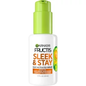 Garnier Fructis Sleek and Shine Sleek and Stay Hair Serum for Frizzy, Dry Hair, Heat Protectant Formulated with Alpha Silane, 1.7 Fl Oz