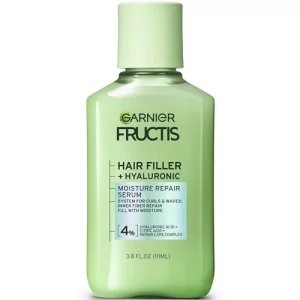 Garnier Fructis Hair Filler Moisture Repair Serum Treatment, Moisturizing Hair Serum for Curls and Waves with Hyaluronic Acid, 3.75 Fl Oz, 1 Count